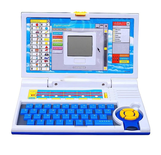 Cable World® Educational Laptop Computer Toy with Mouse for Kids Above 3 Years - 20 Fun Activity Learning Machine, Now Learn Letter, Words, Games, Mathematics, Music, Logic, Memory Tool - Blue